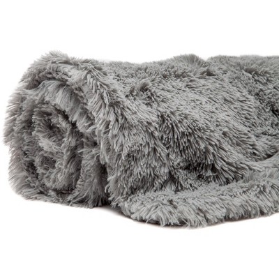 Gray Reversible Faux Fur and Sherpa Throw Blanket 50" x 65"
