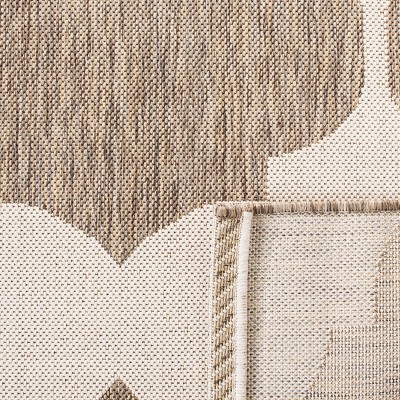 Beige and Brown Geometric Flat Woven Indoor/Outdoor Rug
