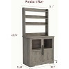 Bakers Rack with Storage Cabinet and Power Outlets, Farmhouse Microwave Stand with Thick Table Top, for Kitchen,Dining Room, Gray - 2 of 4