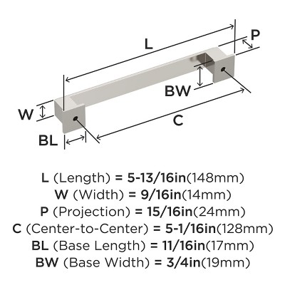 Polished Nickel 5-1/16 inch Traditional Cabinet Bar Pull
