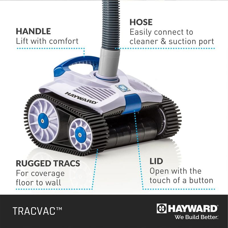 Hayward TracVac Lightweight Automatic Suction Vacuum Cleaner with Hose and Valve for In Ground Swimming Pool Maintenance, White, 3 of 7