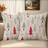Lomsoe 2pcs Christmas Tree Decorative Pillow Covers - Red, Grey & White Holiday Cushion Cases with Zipper Closure, Sofa, Living Room, Bedroom Decor - 3 of 4
