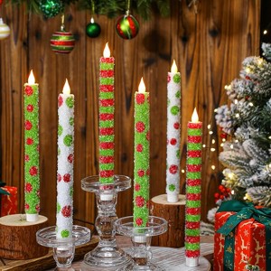 6 Pcs Christmas Flameless Taper Candles 10.6 Inch Candles Battery Operated LED Christmas Candlesticks - 1 of 4
