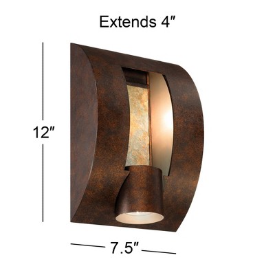 Franklin Modern 12" Bronze and Slate Outdoor Wall Light with Downlight