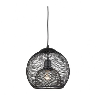 Sleek Black Aluminum Globe Pendant Light with Mesh Shade