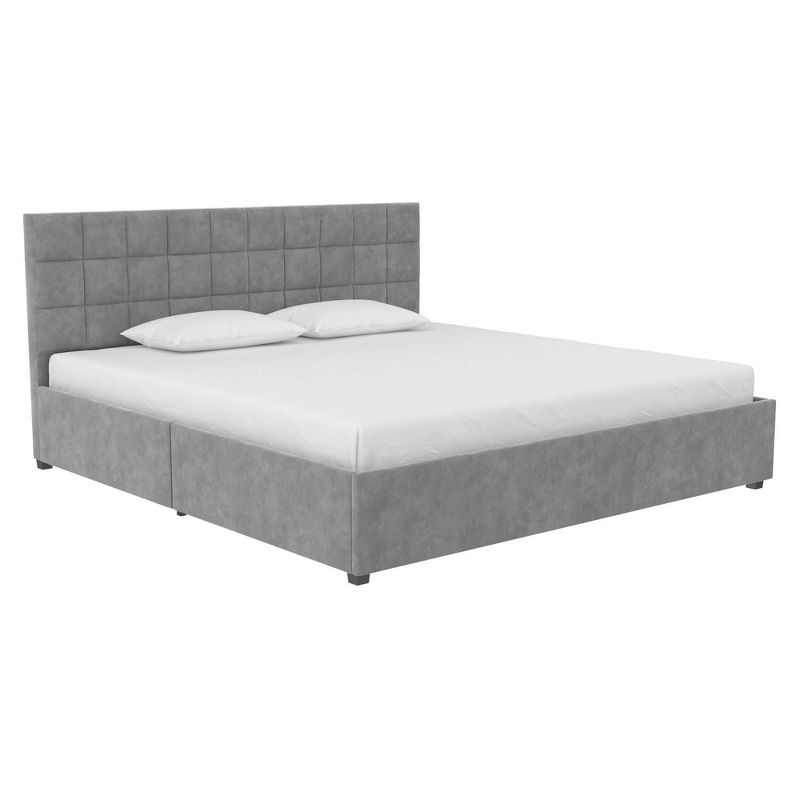 Serena Upholstered Bed with Drawers Light Gray Velvet - Cosmoliving By Cosmopolitan, 1 of 12