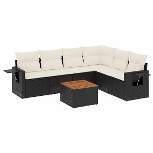 vidaXL Garden Sofa Set Black and Cream White - 1 of 4