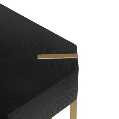 Modern Black Wood and Gold Metal 45'' Console Table with Storage