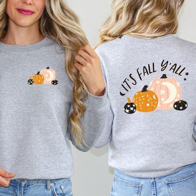 Simply Sage Market Women's Graphic Sweatshirt Boho It's Fall Y'all Pumpkins Front and Back