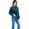 Anna-Kaci Women's Velvet Long Sleeve Top with Puff Shoulders - 3 of 4