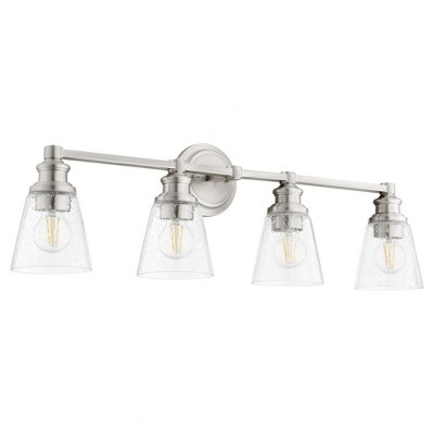 Quorum Lighting Dunbar 4-Light Satin Nickel Vanity with Glass Shades