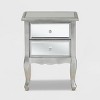 Baxton Studio Leonie Wood and Mirrored Glass 2 Drawer Nightstand Silver: Mid-Century Modern, Fir Wood Frame, No Assembly Required - 3 of 4