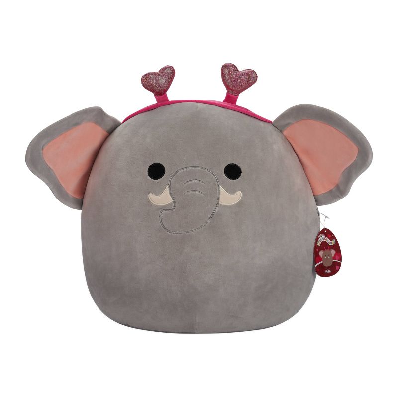Squishmallows 16&#34; Mila Gray Elephant with Heart Headband Large Plush, 3 of 11
