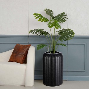 Round Planters Set of 2 with a Water Level Monitor, Self Watering Pots for Indoor and Outdoor Plants, Flower Pots for Living Room Black - 1 of 4