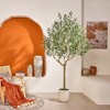 DR.Planzen 6/7/8FT Single-Trunk Artificial Olive Tree in White Oval Planter, Slim Faux Tree Fake Olive Plant for Indoor/Outdoor Home Decor - 4 of 4