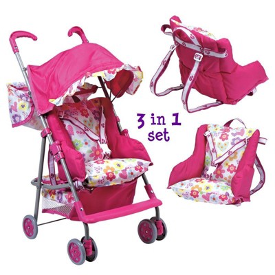 Adora Doll Accessories 3-in-1 Stroller, Car Seat, Back Pack Carrier ...