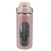 NewHome "64oz Motivational Glass Water Bottle with Time Markers, Straw, Silicone Sleeve & Handle for Gym" Coffee - 3 of 4