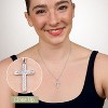 GILDED 1/10 CTTW Lab Grown Diamond Cross Pendant in Sterling Silver, 18 Inch Chain - 3 of 4