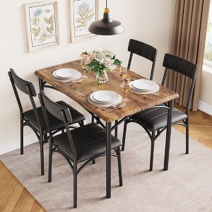Dining Table Set for 4, Kitchen Table and Chairs for 4 with Upholstered Chairs, Rectangular Dining Room Table Set for Small Space, Apartment, Studio - 1 of 4