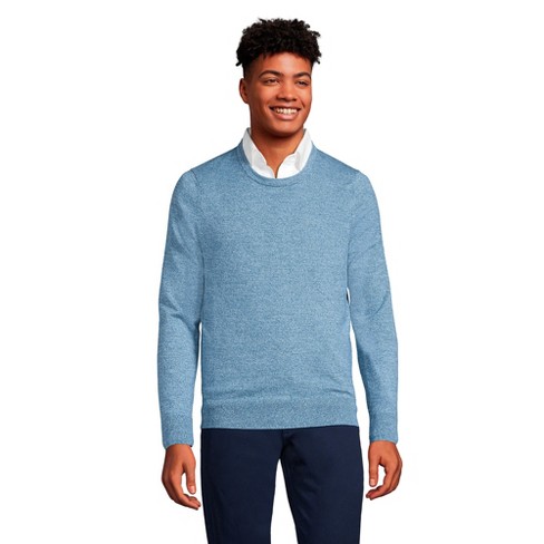 Lands' End Men's Fine Gauge Supima Cotton Crewneck Sweater - Medium - Muted  Blue Marl : Target