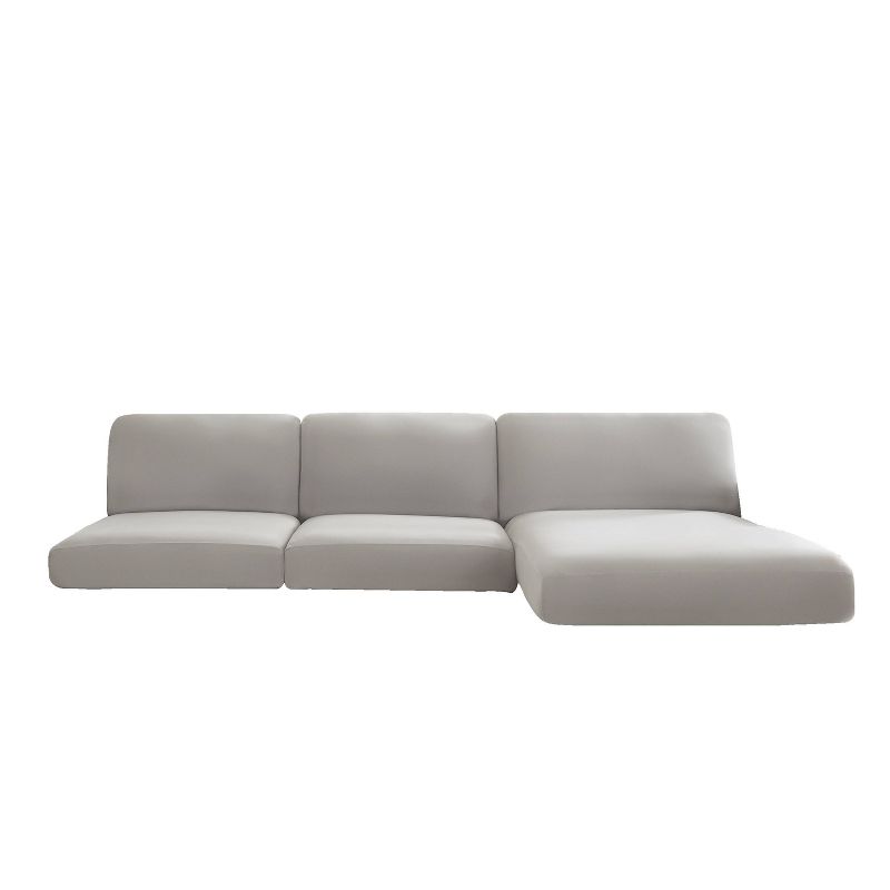Sure Fit Hampstead Stretch Velvet Extra Long Sectional Cushion Cover Light Gray, 2 of 6
