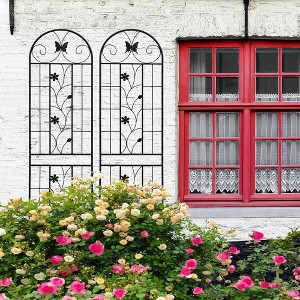 Gulches 2 Pack Metal Garden Trellis 86.7" x 19.7" Rustproof Trellis for Climbing Plants Outdoor Flower Support Black - 1 of 4