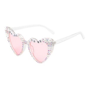 Anna-Kaci Heart-Shaped Bride to Be Sunglasses with Rhinestone and Pearl Embellishments - 1 of 1