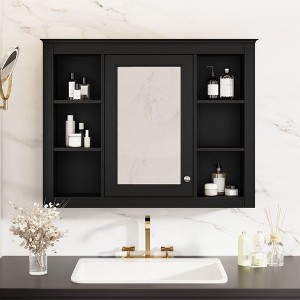 NicBex Wall Mounted Bathroom Storage Cabinet,35'' x27.5'' Medicine Cabinet with 6 Open Shelves and Mirror,Bathroom Storage Cabinet for Bathroom - 1 of 4