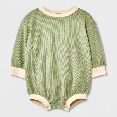 Image of Baby Cozy Waffle Romper - Cat & Jack™ Green 0-3M