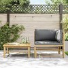 vidaXL Patio Lounge Set - 2 Piece Outdoor Furniture with Thick Padded Cushions, Bamboo Material, Lightweight, Modular Design, Dark Gray Color - 3 of 4