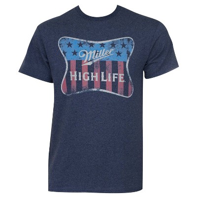 Adult Miller High Life Navy Blue Patriotic Tee Shirt