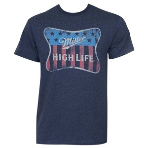 Adult Miller High Life Navy Blue Patriotic Tee Shirt - 1 of 2