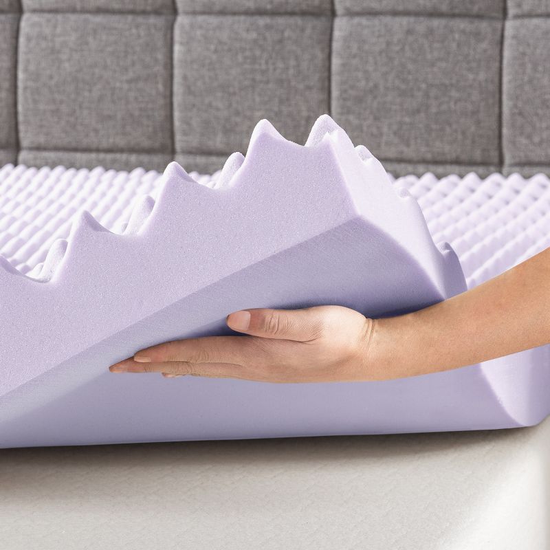 Mellow Egg Crate Memory Foam Lavender Infusion 3" Mattress Topper, 4 of 7