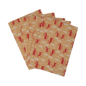 Unique Bargains Gift Wrap Paper Christmas Yellow Kraft 27.56"x19.69" 5 Pcs - 1 of 4