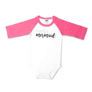 Pavilion Gift Company - Mermaid - 12-24 Months 3/4 Length Pink Sleeve Onesie - Leotards and Bodysuits - 1 of 4