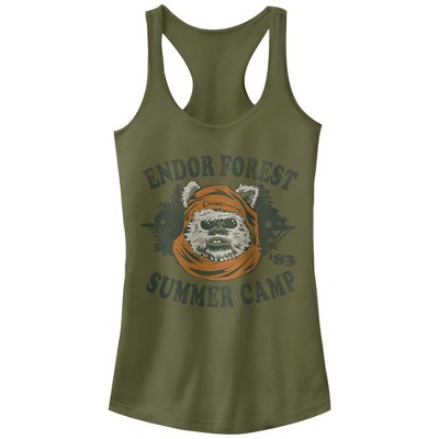 Juniors Womens Star Wars Ewok Summer Camp Racerback Tank Top