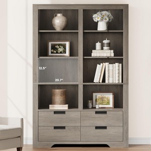 72" Tall Bookcase with 4 Drawers, Farmhouse Freestanding Storage Bookshelf for Bedroom, Living Room, Home Office - 1 of 4