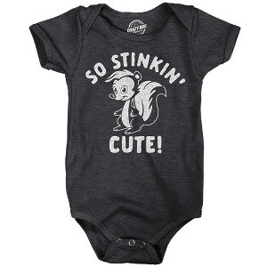 So Stinkin Cute Baby Bodysuit Funny Sarcastic Skunk Graphic Novelty Jumper For Infants - Crazy Dog Baby Bodysuit - 1 of 4