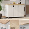 51"W Modern Rolling Kitchen Island Kitchen Storage Cart on Lockable Wheels with Drop Leaf, Storage Racks, Towel Rack, White Ash/Black Ash-ModernLuxe - 4 of 4