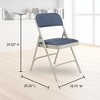 National Public Seating 2200 Series Deluxe Fabric Upholstered 2" Cushion Double Hinge Indoor Outdoor Dining/Office Folding Chair, Blue/Grey, 4 Pack - 2 of 4