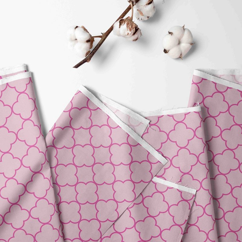 Bacati - Quatrefoil Pink Printed Crib or Toddler Bed Skirt, 2 of 6