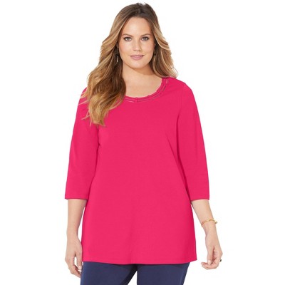 Catherines Women's Plus Size Suprema Strappy Neckline Top