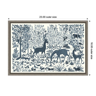 Forest Life I Blue and White Framed Canvas Art