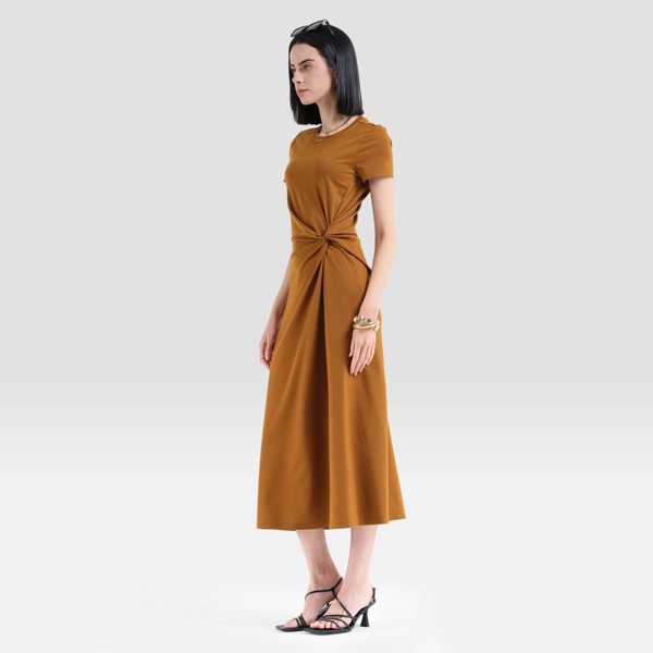Vestido camisero midi de manga corta con fruncido en cintura - A New Day™ 4