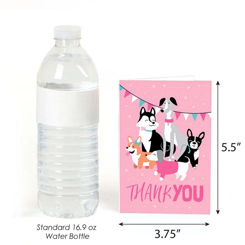 Big Dot of Happiness Pawty Like a Puppy Girl - Pink Dog Baby Shower or Birthday Party Thank You Cards (8 count), 3 of 7