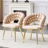 KWPZQEB Accent Chair Set of 2, Velvet Puffy Bubble Chair with Metal Legs, Modern Ball Chain Chair with Armrest & Upholstered for Dining Room, Balcony - 3 of 4
