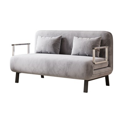 NicBex 3 Folding Sofa Beds Velvet Couch Convertible Chair to Bed with Adjustable Backrest and 2 Pillows
