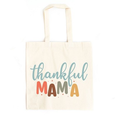 City Creek Prints Thankful Mama Canvas Tote Bag - 15x16 - Natural
