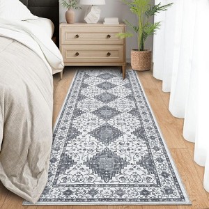 Washable Area Rugs for Living Room Vintage Rugs for Bedroom Soft Large Floor Carpet Traditional Geometric Non Slip Throw Mat Stain Resistant Carpet - 1 of 4
