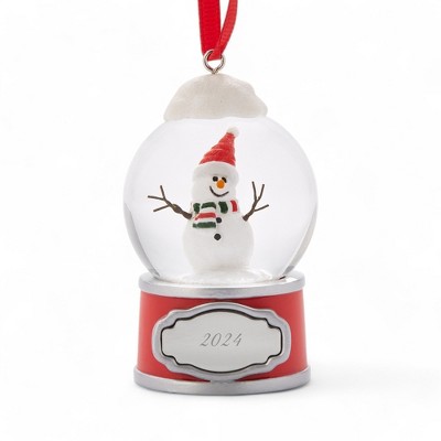 Personalization Mall 2024 Happy Snowman Snow Globe Engraved Ornament